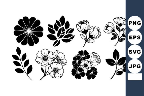 Black and White Floral Silhouette Collec Graphics & Illustrations Review