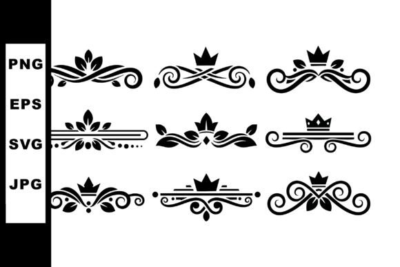 Black Crown Floral Design Vector for Graphics and Illustrations