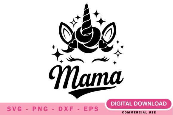 Cute Floral Mama Magical Unicorn SVG for Graphics & Illustrations