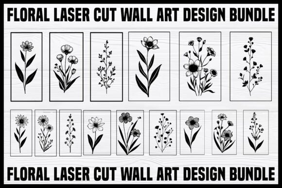 Elegant Floral Laser Cut Wall Art Bundle for Graphics & Illustrations