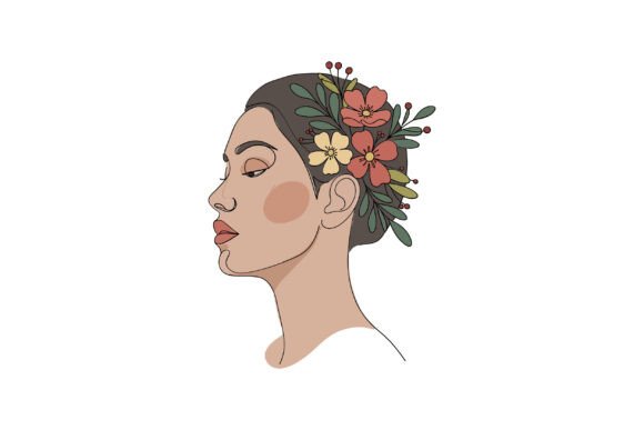 Elegant Woman with Floral Hair Arrangeme
