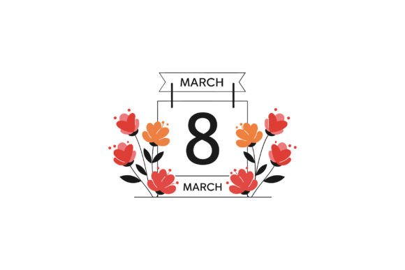 Floral Arrangement with the Date March 8 Graphics and Illustrations Review