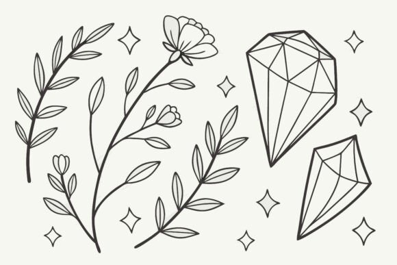 Floral Branches and Diamonds Art: A Review for Graphics and Illustrations