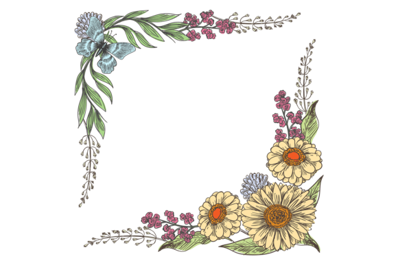 Floral Corner in Hand Drawn Style: Graphics for Modern Illustrations