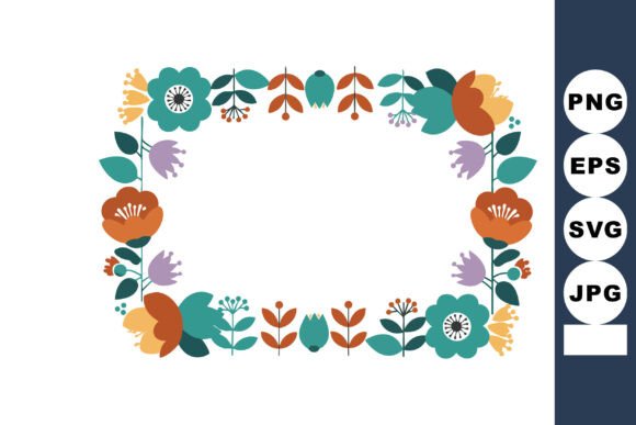 Floral Frame Vector with Orange Purple a Graphics and Illustrations