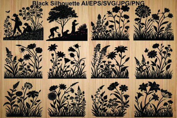 Floral Garden Silhouette Bundle Review for Graphics and Illustrations