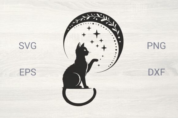 Floral Moon Stars and Cat SVG Graphics & Illustrations Review