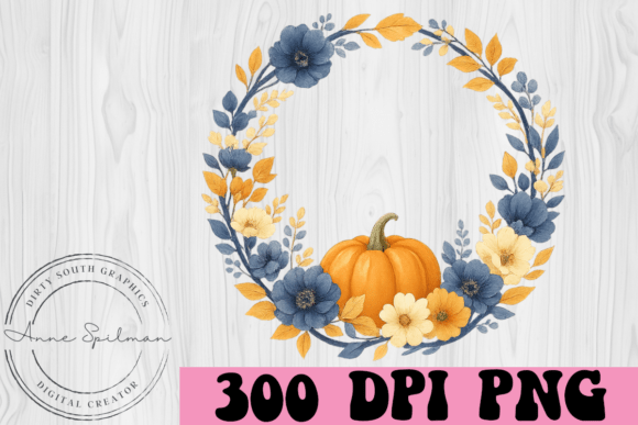 Floral Pumpkin Wreath Graphics for Seasonal Illustrations
