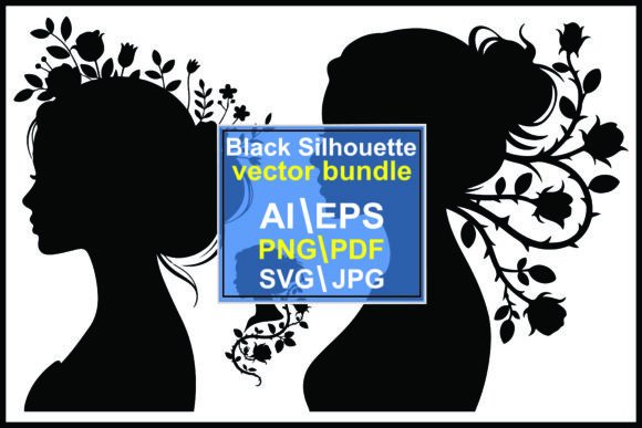 Floral Woman Silhouette Vector Bundle: Premium Graphics for Illustrations