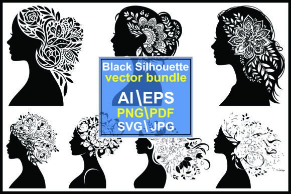 Floral Woman Silhouette Vector for Graphics and Illustrations