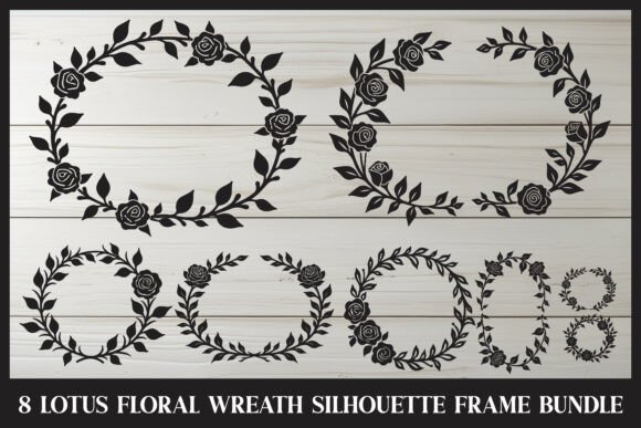 Floral Wreath Silhouette Frame Bundle for Graphics and Illustrations