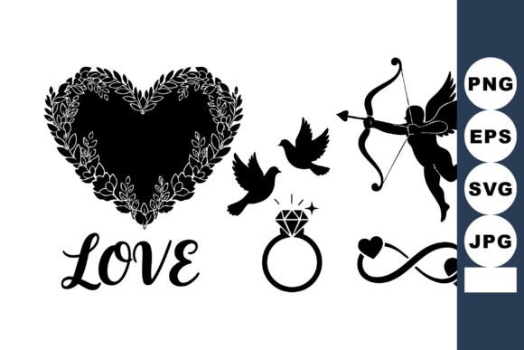 Heart Wreath Floral Love Ring Art: Premium Graphics & Illustrations