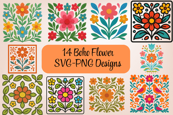 Modern Bohemian Floral SVG Design for Graphics & Illustrations