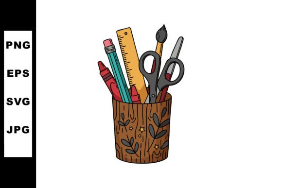 Office and Art Supplies in Wooden Floral Graphics for Crafting