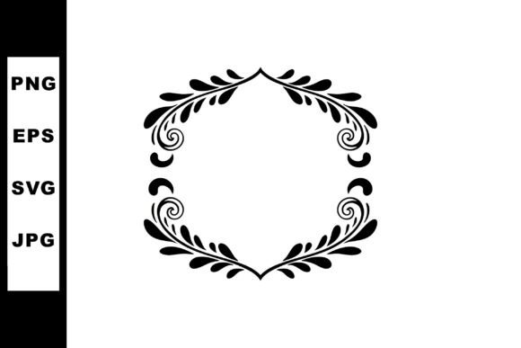 Ornamental Black Floral Frame with Swirl Graphics and Illustrations