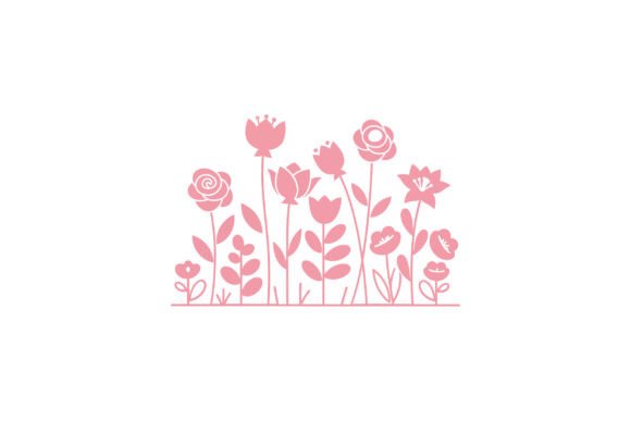 Pink Floral Arrangement with Various Flo Graphics and Illustrations