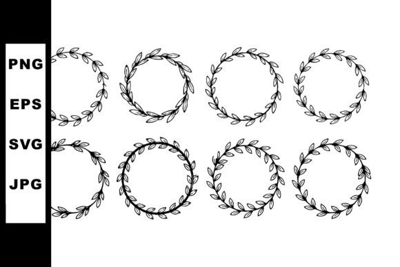 Set of Hand-drawn Black Floral Wreaths W: Graphics for Commercial Use