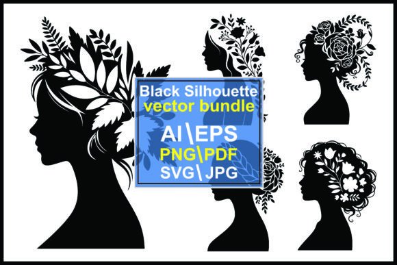 Silhouette Women Floral Hairstyles Graphics for Crafters