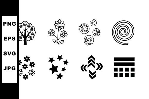 Simple Black Floral and Spiral Vector Ic Graphics & Illustrations Review