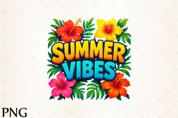 Summer Vibes Floral PNG, Summer Vacation Graphics and Illustrations Review