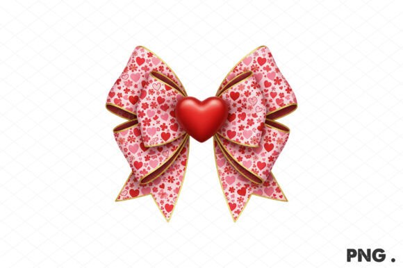 Valentine Glossy Floral Heart Bow PNG Graphics Review