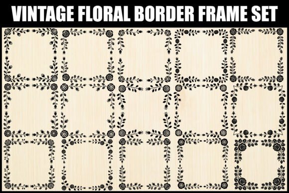 Vintage Floral Border Frame Set for Graphics and Illustrations