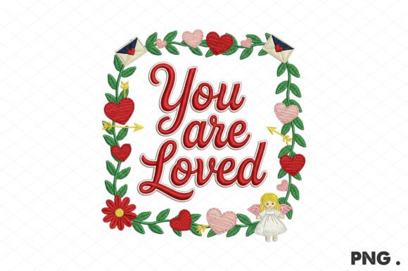 You Are Loved PNG, Boho Valentine Floral: Graphics & Illustrations Review